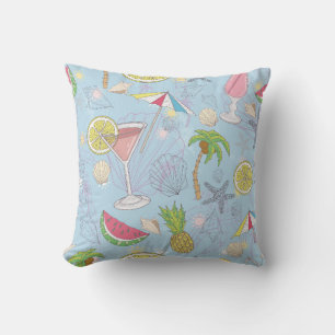 Cojín Decorativo Patrón de ilustracion estival con sandía, 