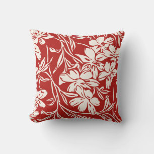 Cojín Decorativo Patrón de ilustración floral abstracta roja elegan