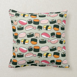 Cojín Decorativo Patrón de Ilustraciones divertidos Oishii Sushi (G