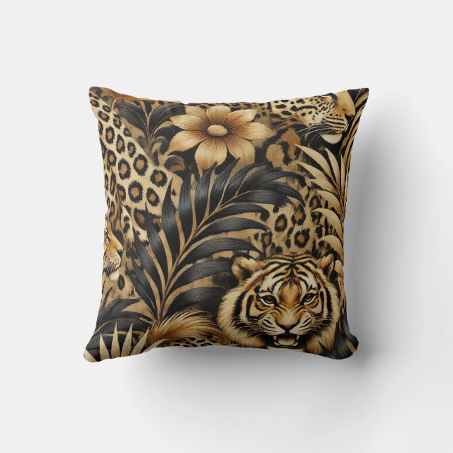 Cojín Decorativo Patrón de impresión botánica animal (Reverso)