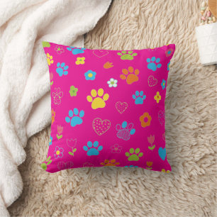 Cojín Decorativo Patrón de impresión, corazón y flor de colores