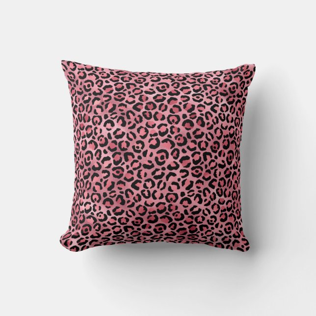 Cojín Decorativo Patrón de impresión de animales de leopardo rosa (Anverso)