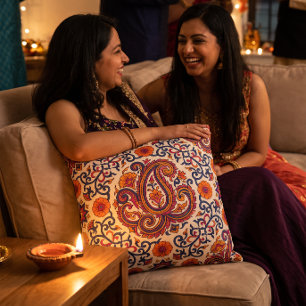 Cojín Decorativo Patrón de impresión de bloque Diwali Jaipuri