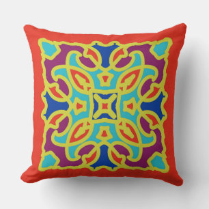 Cojín Decorativo Patrón de impresión de tela multicolor moderno en
