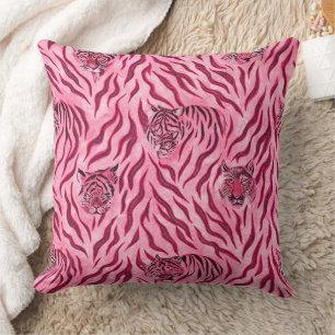 Cojín Decorativo Patrón de impresión de tigre rosa y negro