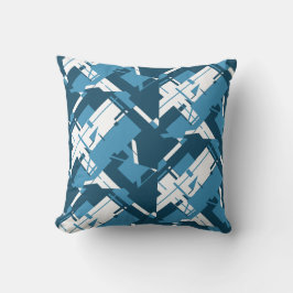 Cojín Decorativo Patrón de impresión diagonal turquesa azul blanco 