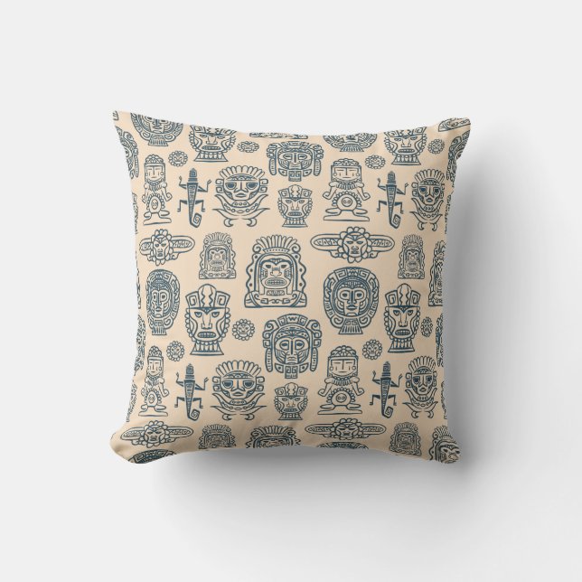 Cojín Decorativo Patrón de inspiración azteca (Anverso)