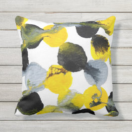 Cojín Decorativo Patrón de interacciones amarillo, gris y negro