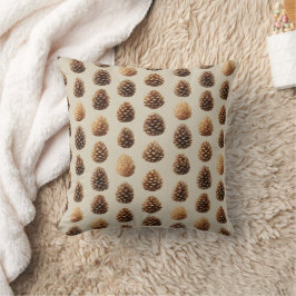 Cojín Decorativo Patrón de invierno de cono de pino marrón rústico
