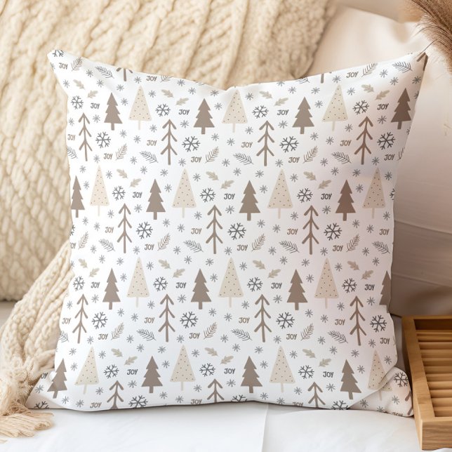 Cojín Decorativo Patrón de invierno de vacaciones (Holiday Winter Pattern Throw Pillow by MINTIC DESIGN STUDIO)