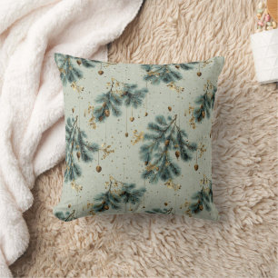 Cojín Decorativo Patrón de invierno Pinecone azul y marrón