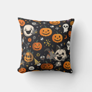 Cojín Decorativo Patrón de Jack-O'-Lantern Lindo y Espeluznante Pre