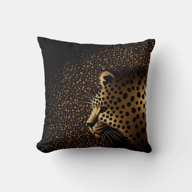 Cojín Decorativo Patrón de Jaguar Dorado           (Anverso)
