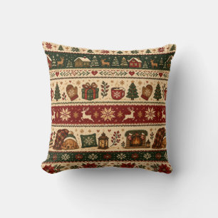 Cojín Decorativo Patrón de Jersey Cozy Christmas Fair Isle