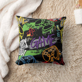 Cojín Decorativo Patrón de juego de grafiti de neón