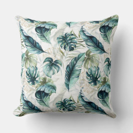 Cojín Decorativo Patrón de jungla azul tropical