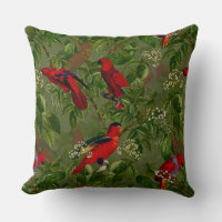 Patrón de jungla floral de loro rojo antiguo