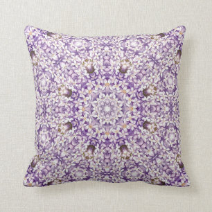 Cojín Decorativo Patrón de Kaleidoscopio de Bloom Lilac Vintage