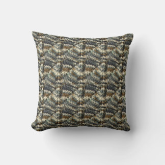 Cojín decorativo - Patrón de Knit en azul, marrón,