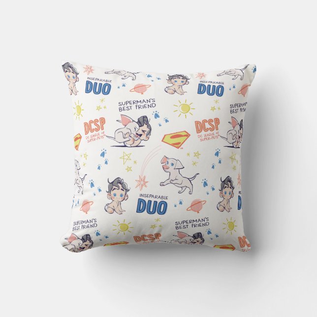 Cojín Decorativo Patrón de Krypto y Superman para Bebés (Anverso)