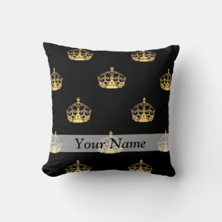 Cojín Decorativo Patrón de la corona de oro y negro