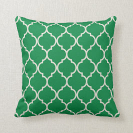 Cojín Decorativo Patrón de la hoja de cuatros verde y blanco de Sha
