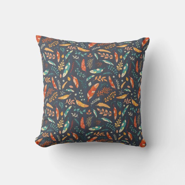 Cojín Decorativo Patrón de la pluma hippie Boho (Anverso)