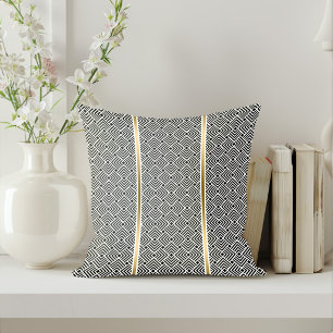 Cojín Decorativo Patrón de laberinto geométrico moderno blanco sobr