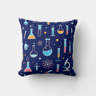 Cojín Decorativo Patrón de laboratorio de ciencia colorido de quími