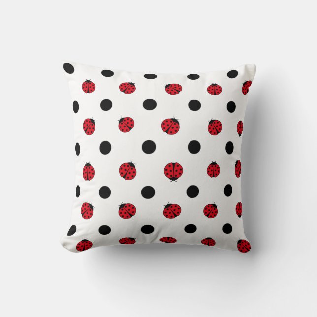 Cojín Decorativo Patrón de ladybug retro curado (Anverso)