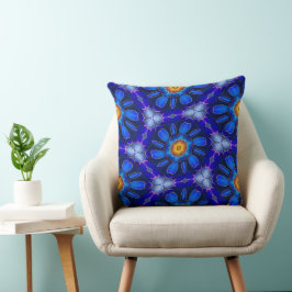 Cojín Decorativo Patrón de las flores azules abstractas
