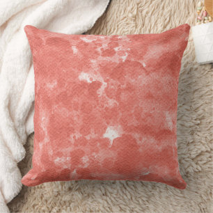 Cojín Decorativo Patrón de lavado de acuarela rosa coral cálido