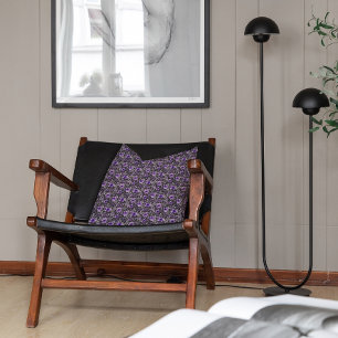 Cojín Decorativo Patrón de lavanda suave flor de acuarela gris