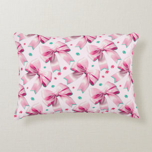 Cojín Decorativo Patrón de lazo coquette rosa