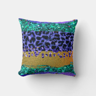 Cojín Decorativo *~ Patrón de leopardo arco iris + Relieve metaliza