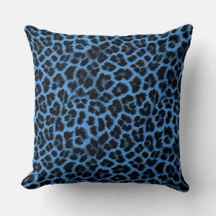 Cojín Decorativo Patrón de leopardo azul y negro