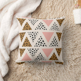 Cojín Decorativo Patrón de leopardo chic y triángulo rosa