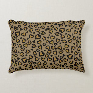 Cojín Decorativo Patrón de leopardo de corazón en colores naturales
