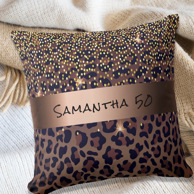 Cojín Decorativo Patrón de leopardo de cumpleaños edad de nombre ne (Subido por el creador)