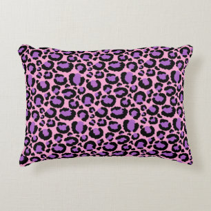 Cojín Decorativo Patrón de leopardo violeta rosado de chita