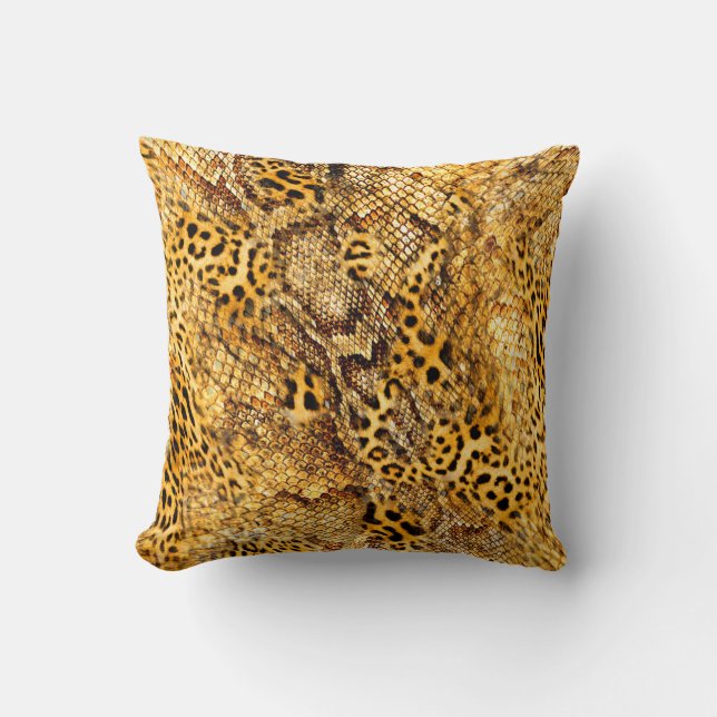 Cojín Decorativo Patrón de leopardo y serpiente (Anverso)