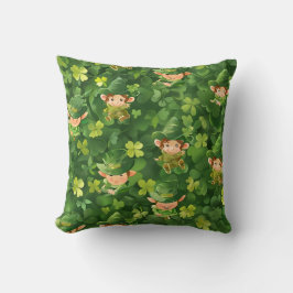 Cojín Decorativo Patrón de Leprechaun verde suave