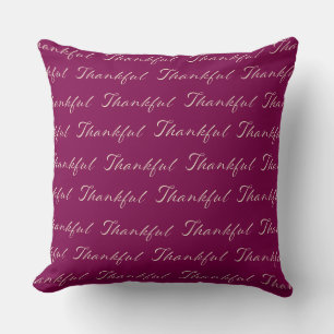 Cojín Decorativo Patrón de letra elegante agradecido Burgundy