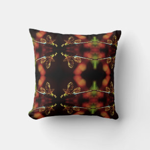 Cojín Decorativo patrón de libélula azul verde verde azulada espald