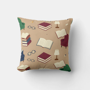 Cojín Decorativo Patrón de libros de rincón de lectura acogedor