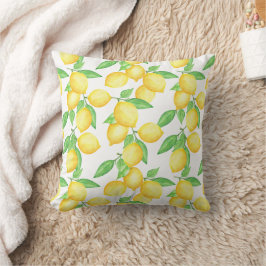 Cojín Decorativo patrón de limón cítrico mediterráneo
