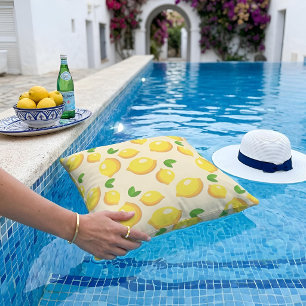 Cojín Decorativo Patrón de limón fresco mediterráneo verano soleado