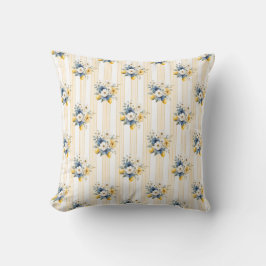 Cojín Decorativo Patrón de limón mediterráneo azul