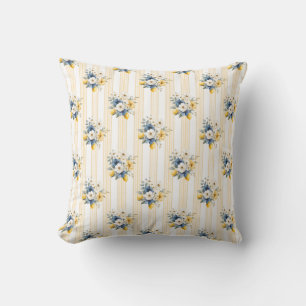 Cojín Decorativo Patrón de limón mediterráneo azul