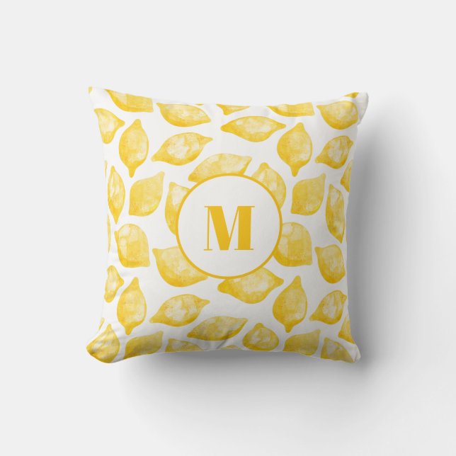 Cojín Decorativo Patrón de limón monográfico (Anverso)